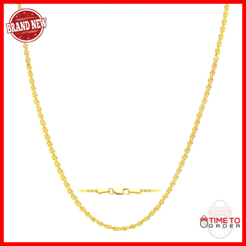 14K Solid Gold Rope Chain Necklace 2.6mm 30 Inch Lobster Clasp